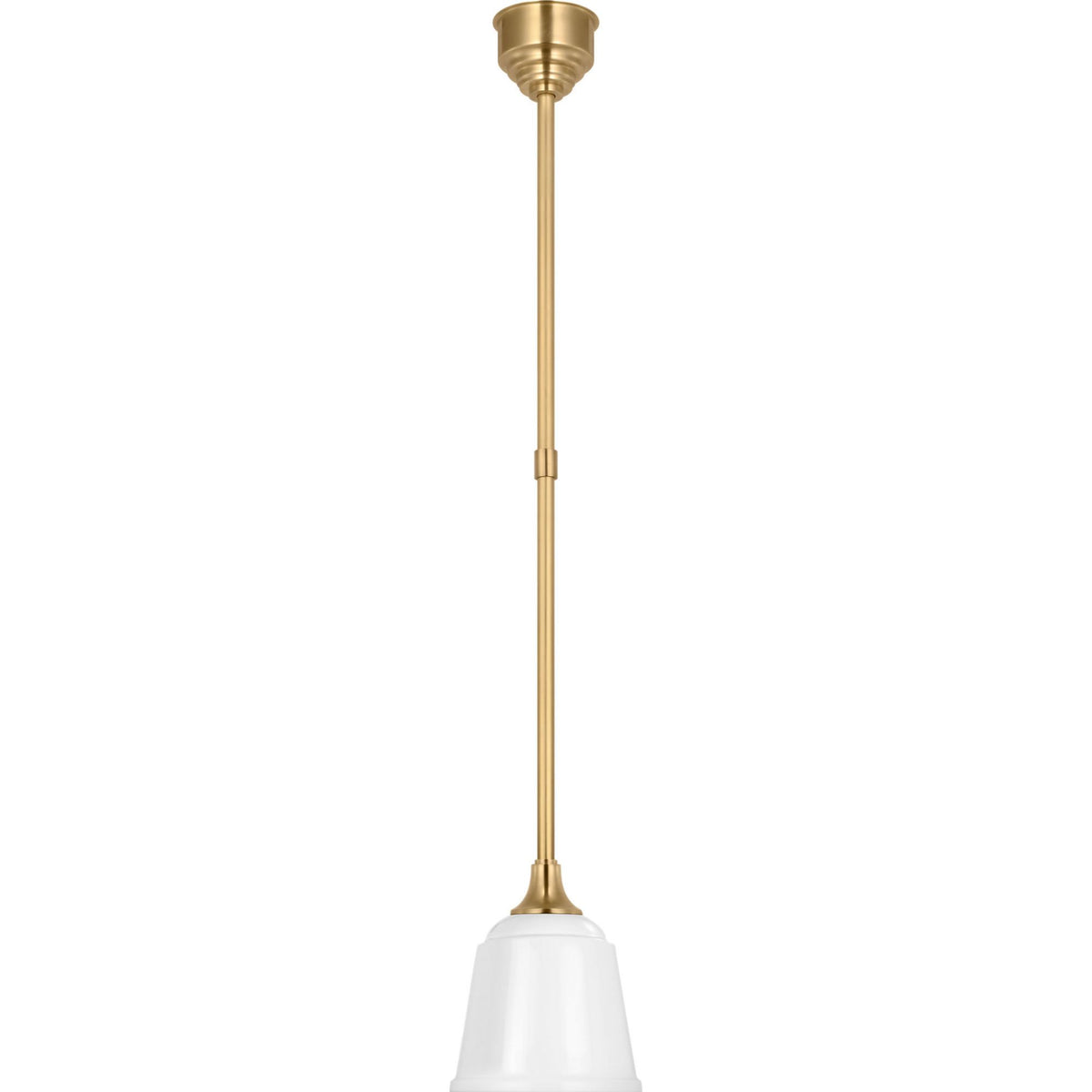 Thomas O'Brien Academy Pendant in Hand-Rubbed Antique Brass with 8" White Rockhouse Shade W8"
