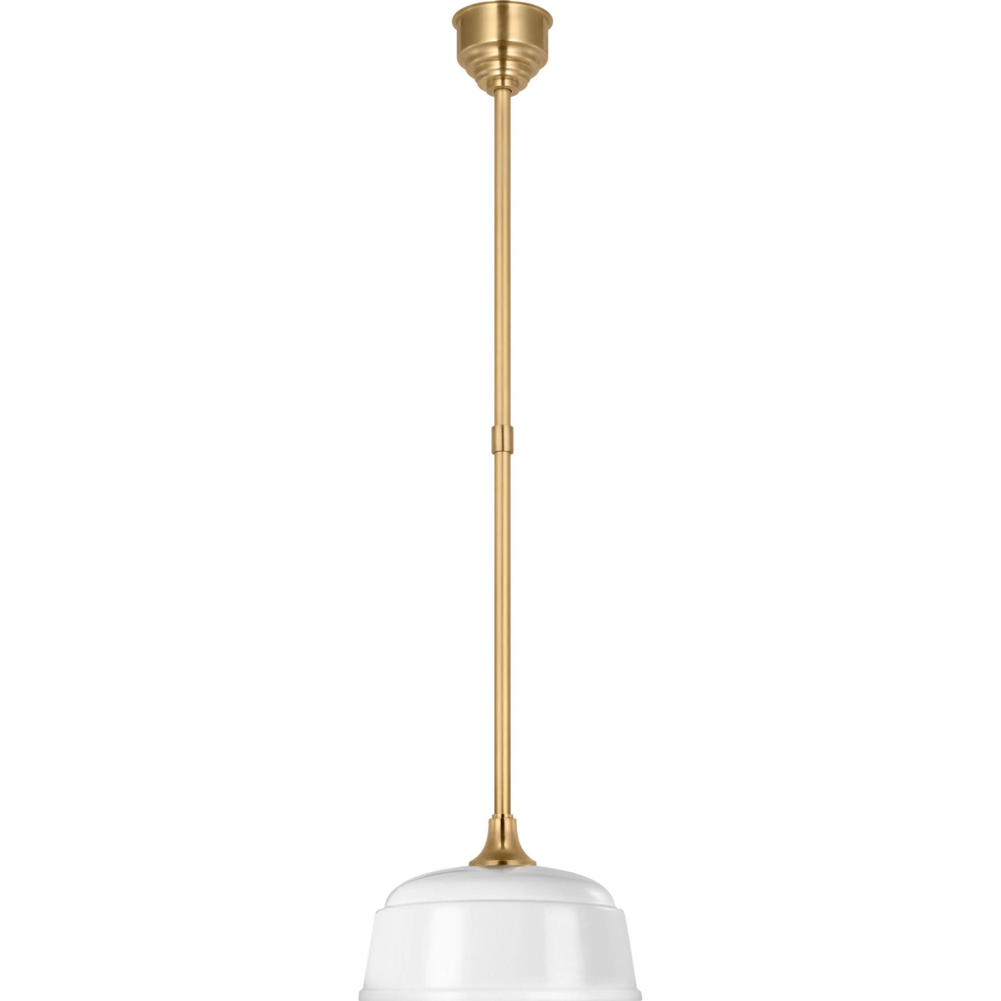 Thomas O'Brien Academy Pendant in Hand-Rubbed Antique Brass with 12.5" White Rockhouse Shade W12.5"
