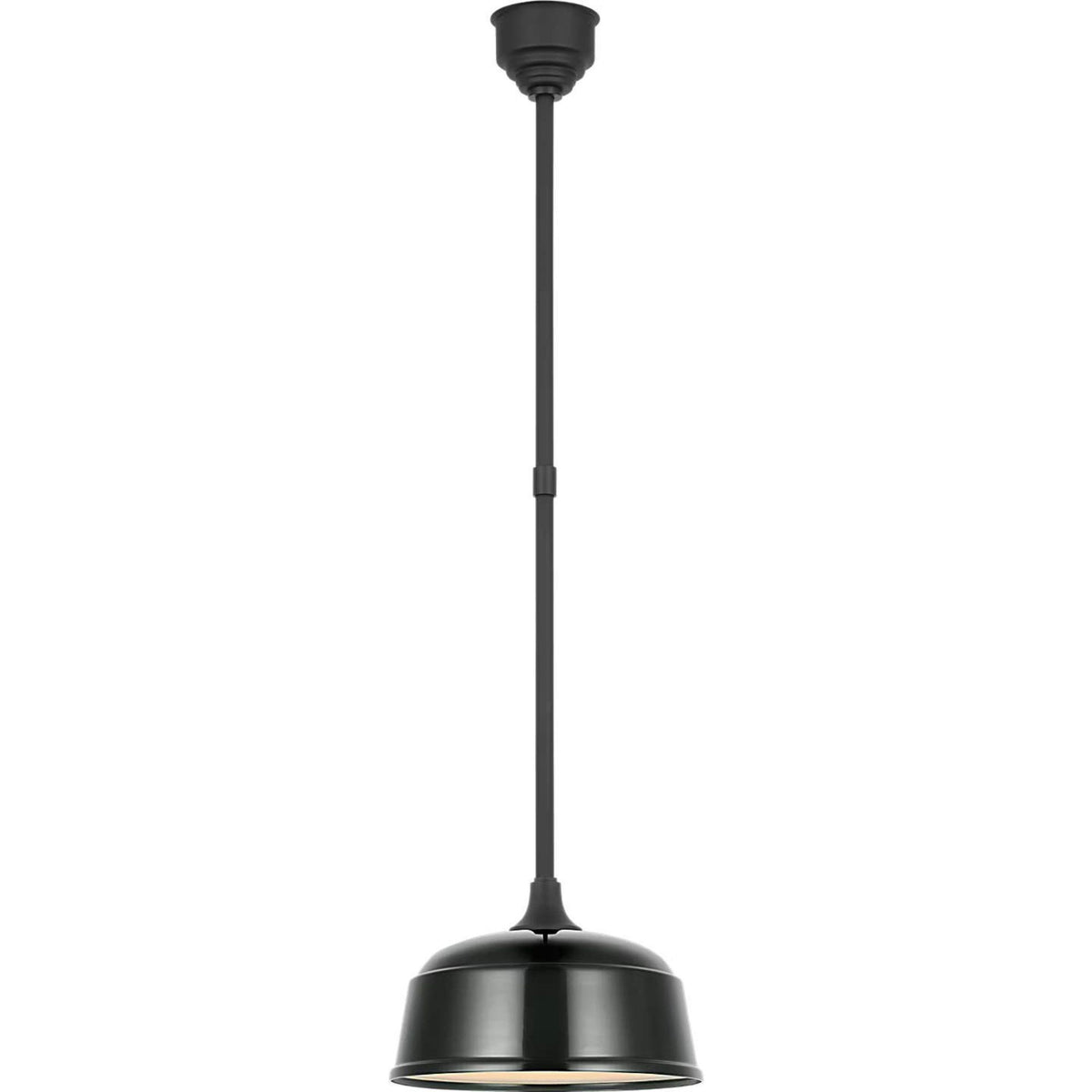 Thomas O'Brien Academy Pendant in Matte Black with 12.5" Green Rockhouse Shade W12.5"