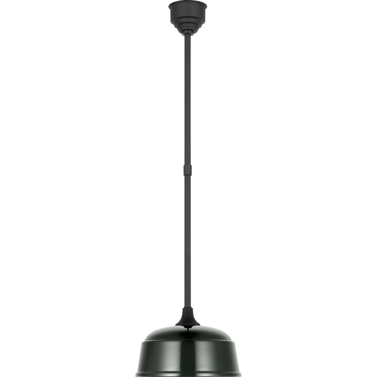 Thomas O'Brien Academy Pendant in Matte Black with 12.5" Green Rockhouse Shade W12.5"