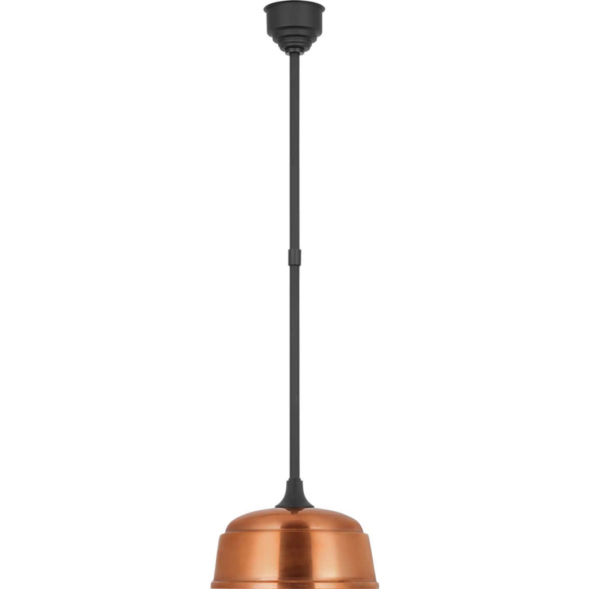 Thomas O'Brien Academy Pendant in Matte Black with 12.5" Soft Copper Rockhouse Shade W12.5"