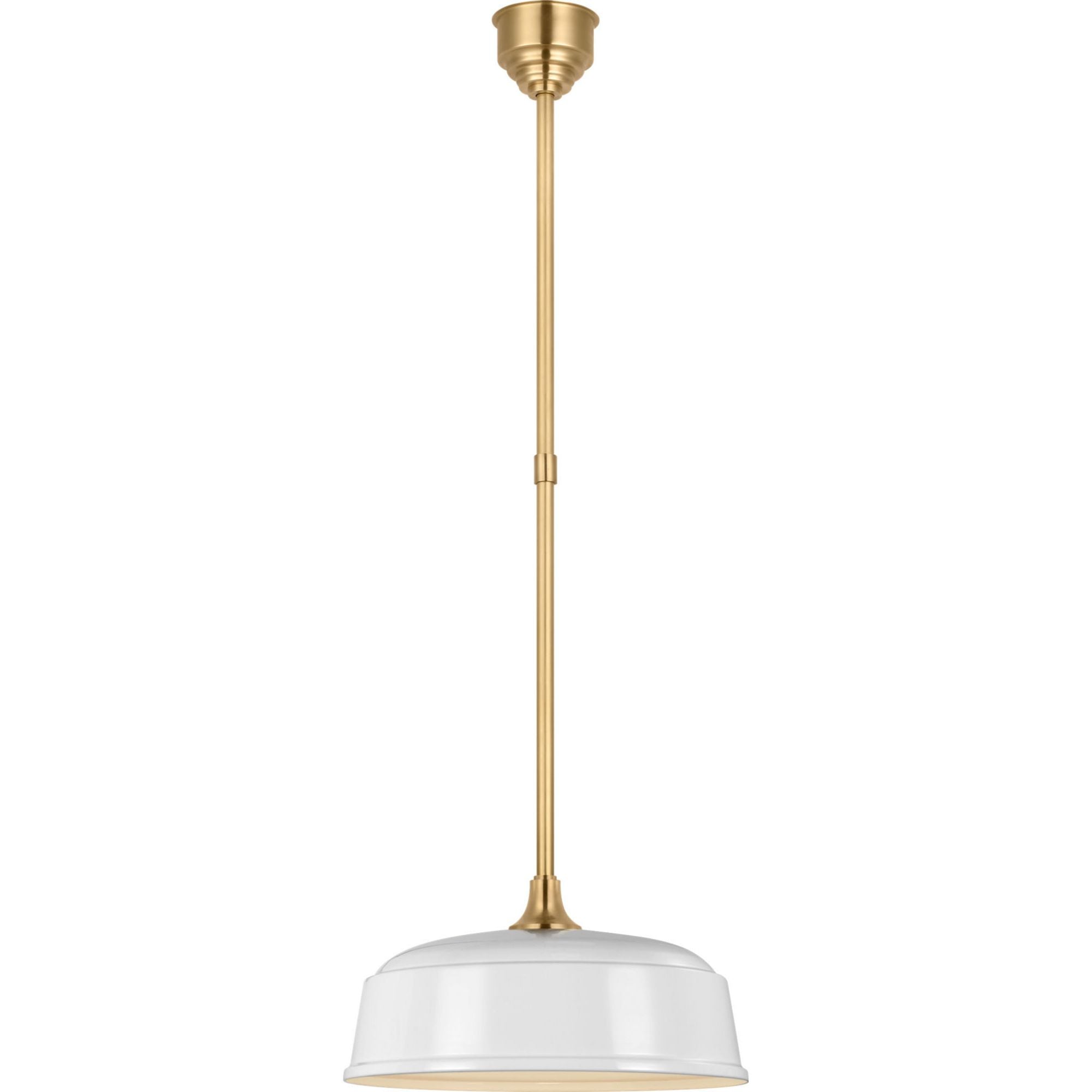 Thomas O'Brien Academy Pendant in Hand-Rubbed Antique Brass with 16" White Rockhouse Shade W16"