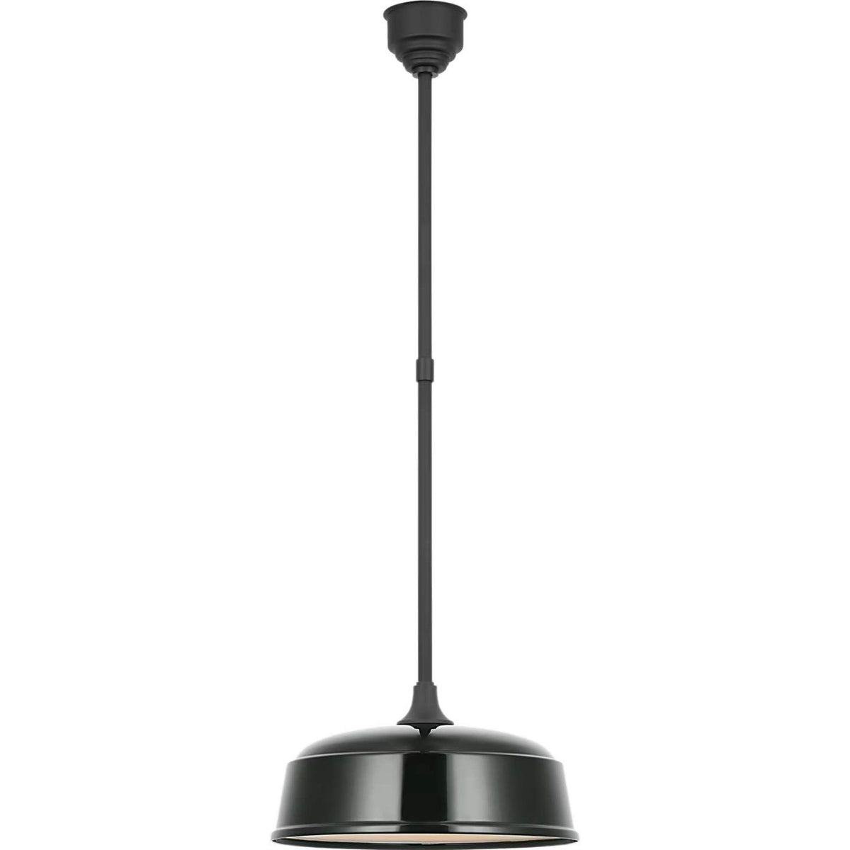 Thomas O'Brien Academy Pendant in Matte Black with 16" Green Rockhouse Shade W16"