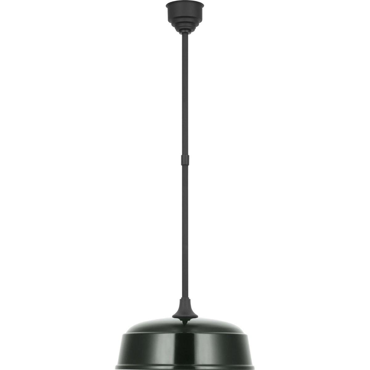 Thomas O'Brien Academy Pendant in Matte Black with 16" Green Rockhouse Shade W16"