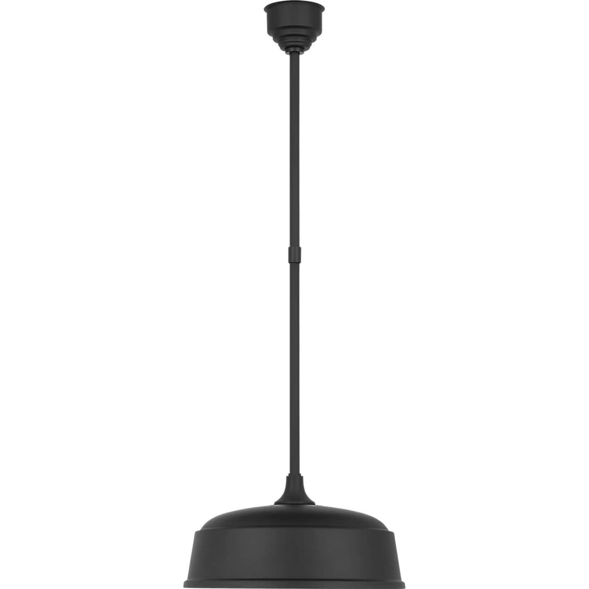 Thomas O'Brien Academy Pendant in Matte Black with 16" Rockhouse Shade W16"