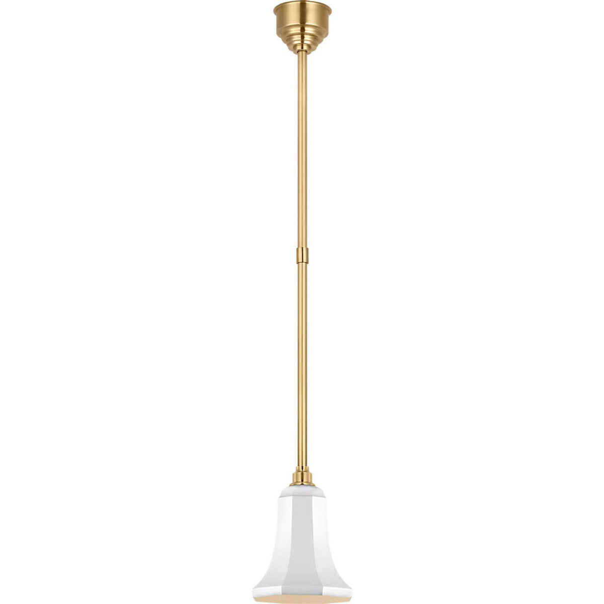 Thomas O'Brien Academy Pendant in Hand-Rubbed Antique Brass with 7.5" White Savannah Shade W7.5"