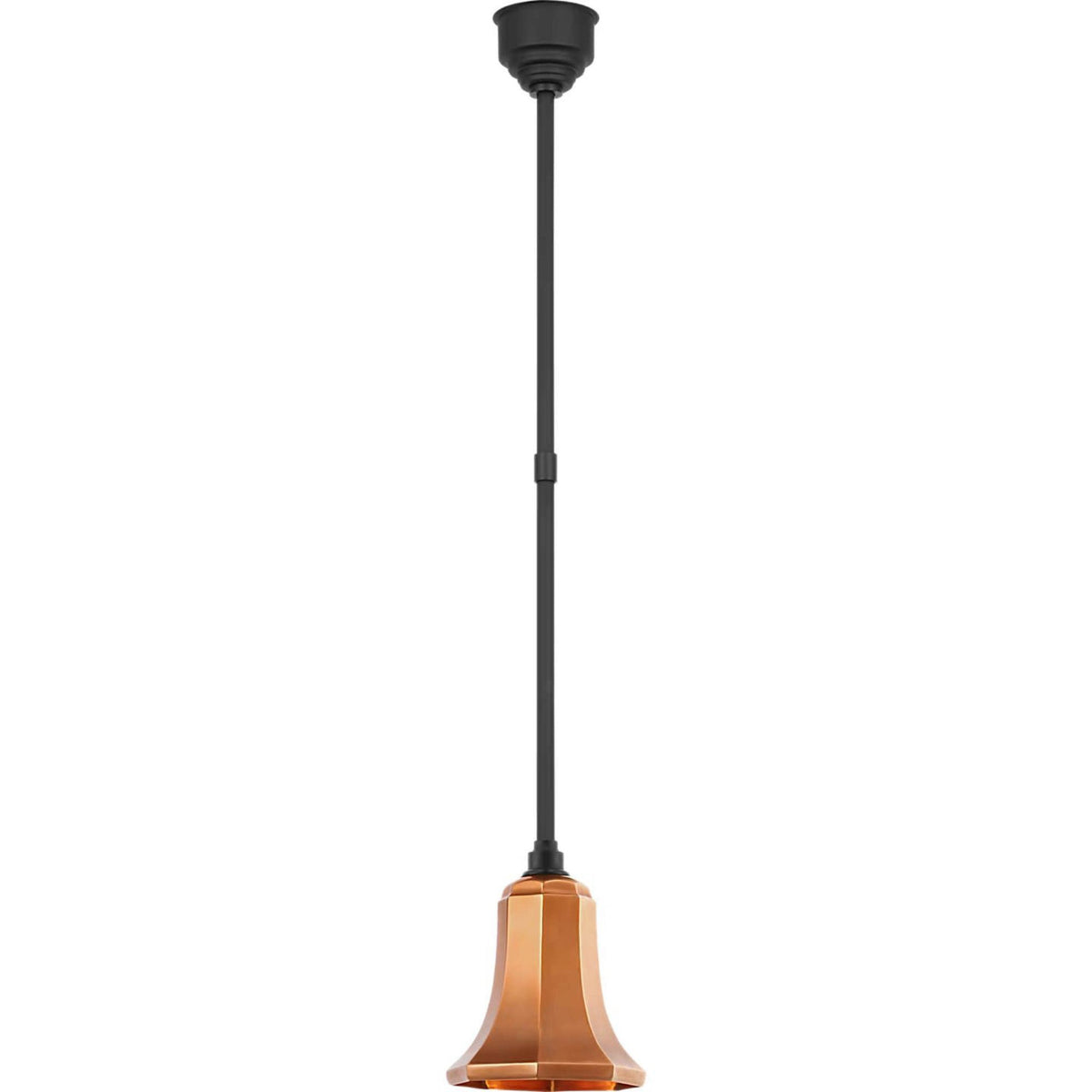 Thomas O'Brien Academy Pendant in Matte Black with 7.5" Soft Copper Savannah Shade W7.5"