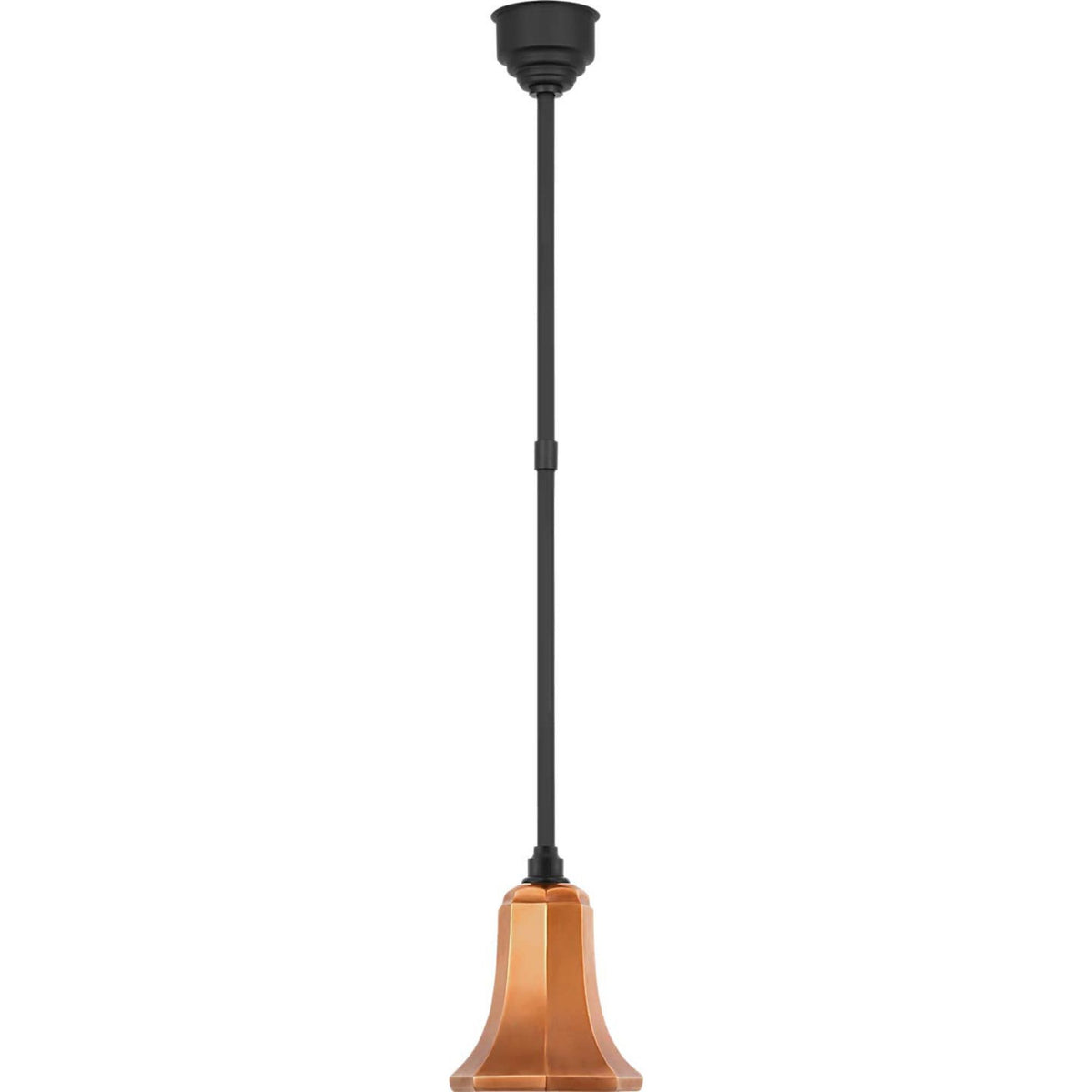 Thomas O'Brien Academy Pendant in Matte Black with 7.5" Soft Copper Savannah Shade W7.5"