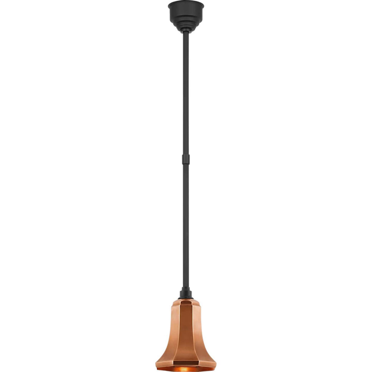 Thomas O'Brien Academy Pendant in Matte Black with 7.5" Soft Copper Savannah Shade W7.5"