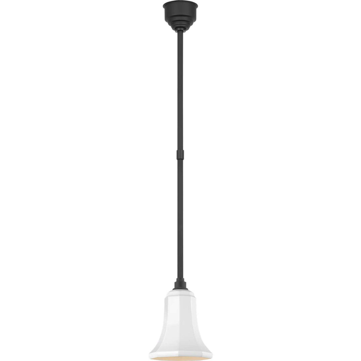 Thomas O'Brien Academy Pendant in Matte Black with 7.5" White Savannah Shade W7.5"