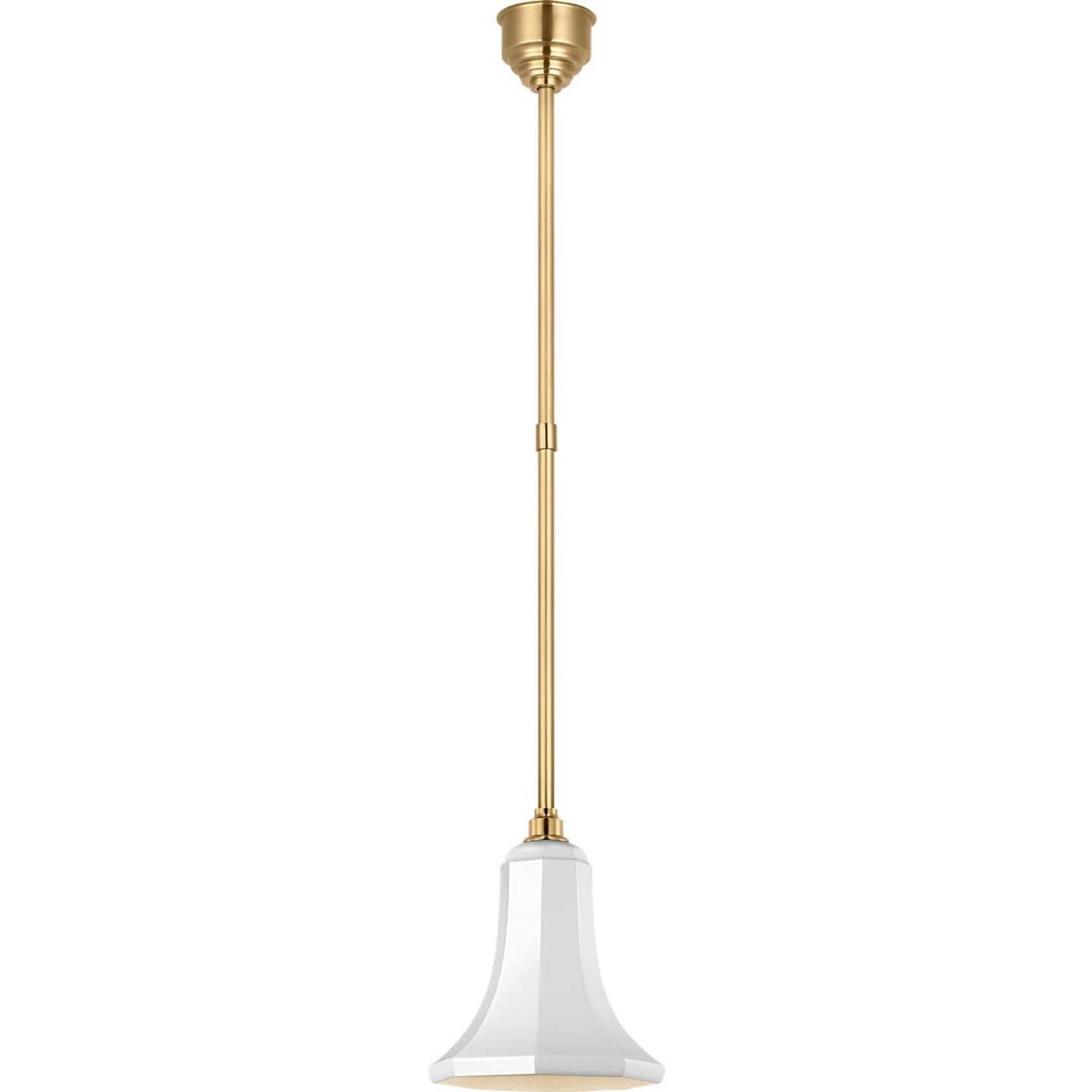 Thomas O'Brien Academy Pendant in Hand-Rubbed Antique Brass with 9.25" White Savannah Shade W9.25"