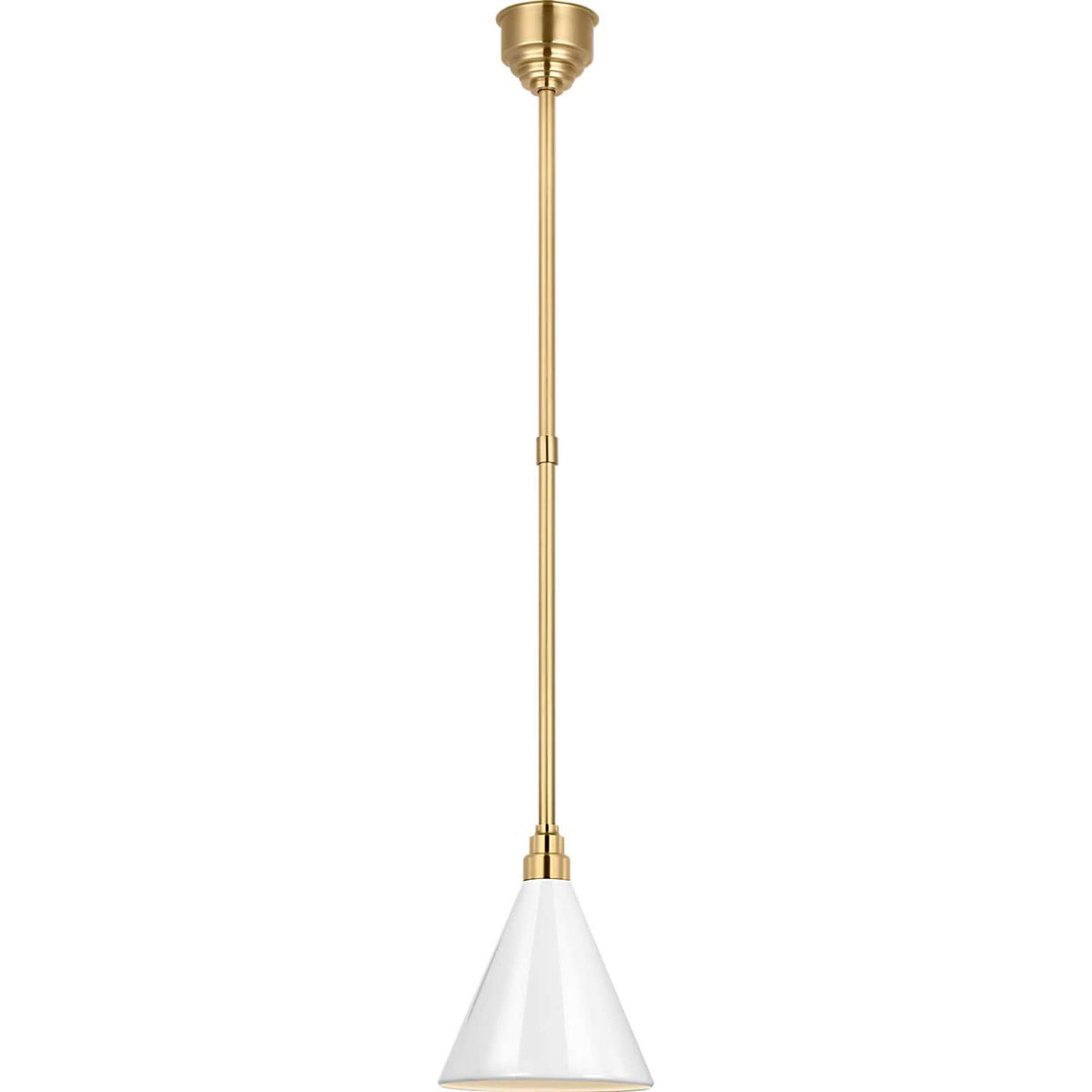 Thomas O'Brien Academy 9" Conical Savannah Pendant in Hand-Rubbed Antique Brass with 9" White Conical Savannah Shade W9"