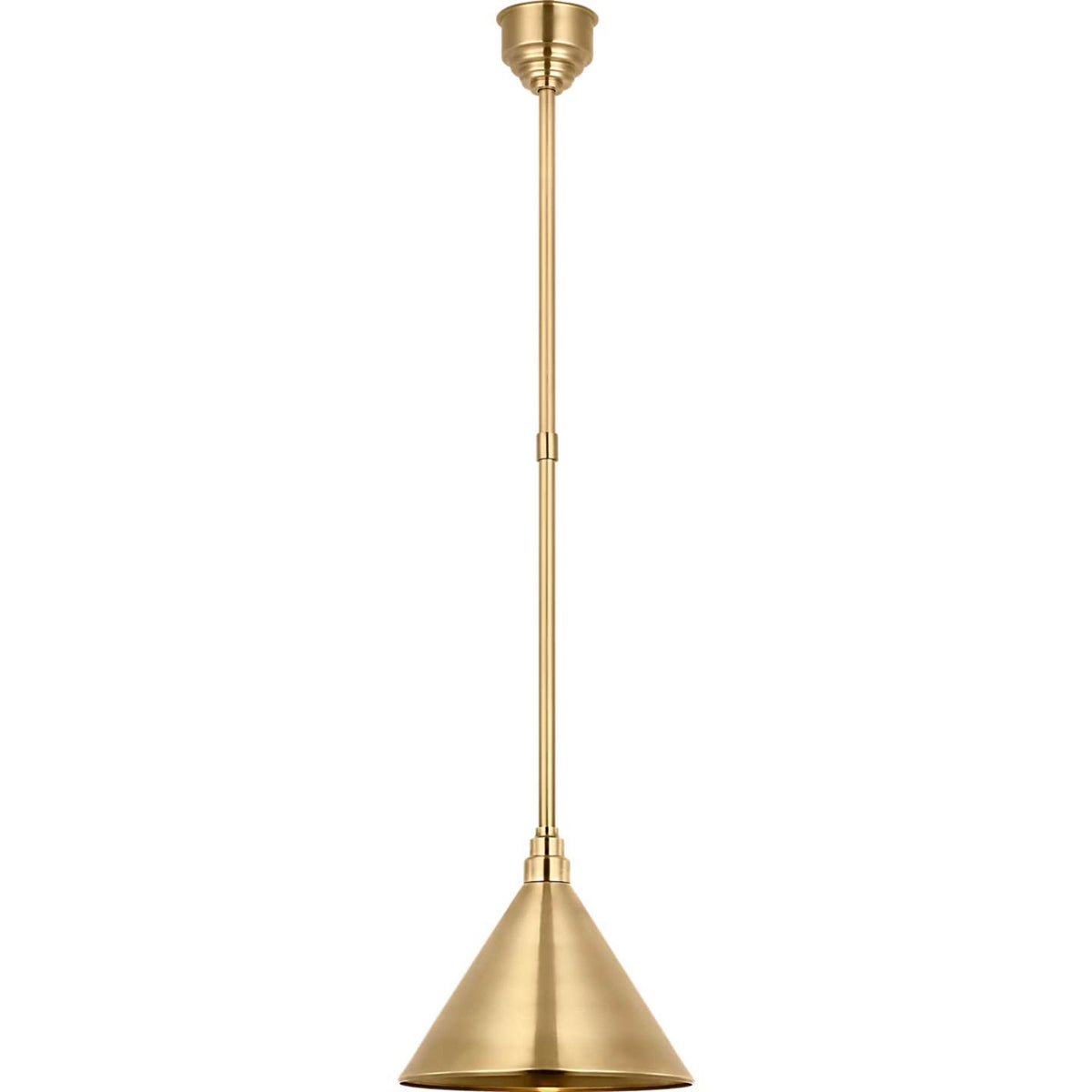 Thomas O'Brien Academy Pendant in Hand-Rubbed Antique Brass with 12.5" Conical Savannah Shade W12.5"