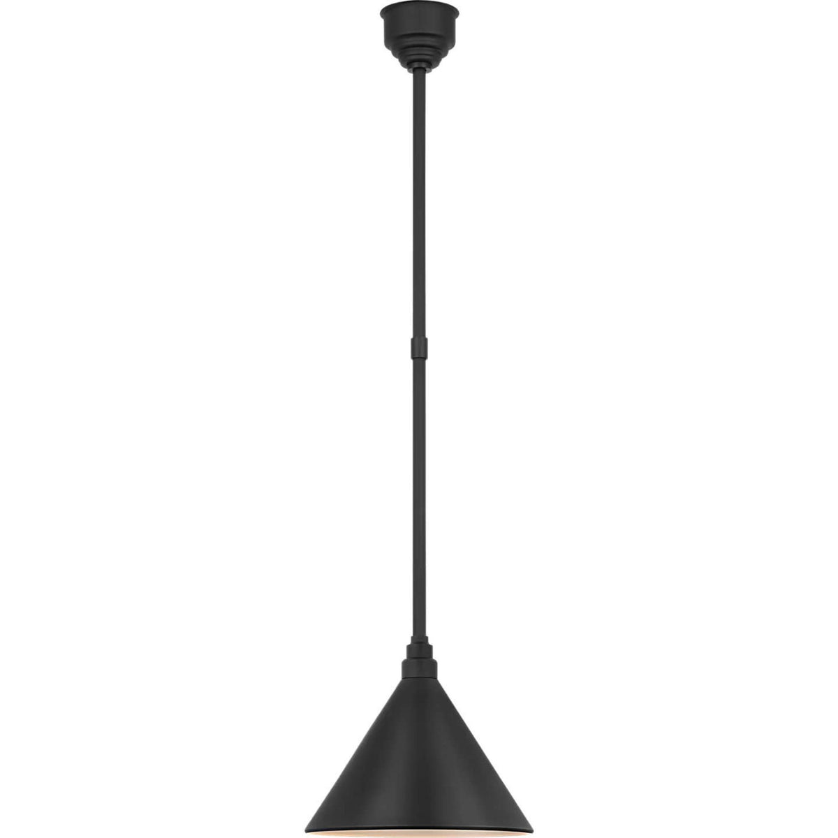 Thomas O'Brien Academy Pendant in Matte Black with 12.5" Conical Savannah Shade W12.5"
