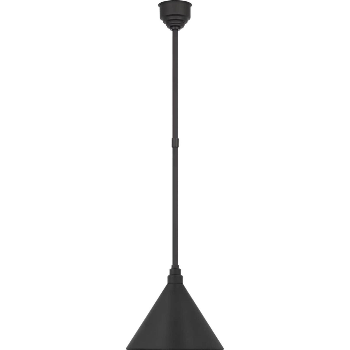 Thomas O'Brien Academy Pendant in Matte Black with 12.5" Conical Savannah Shade W12.5"