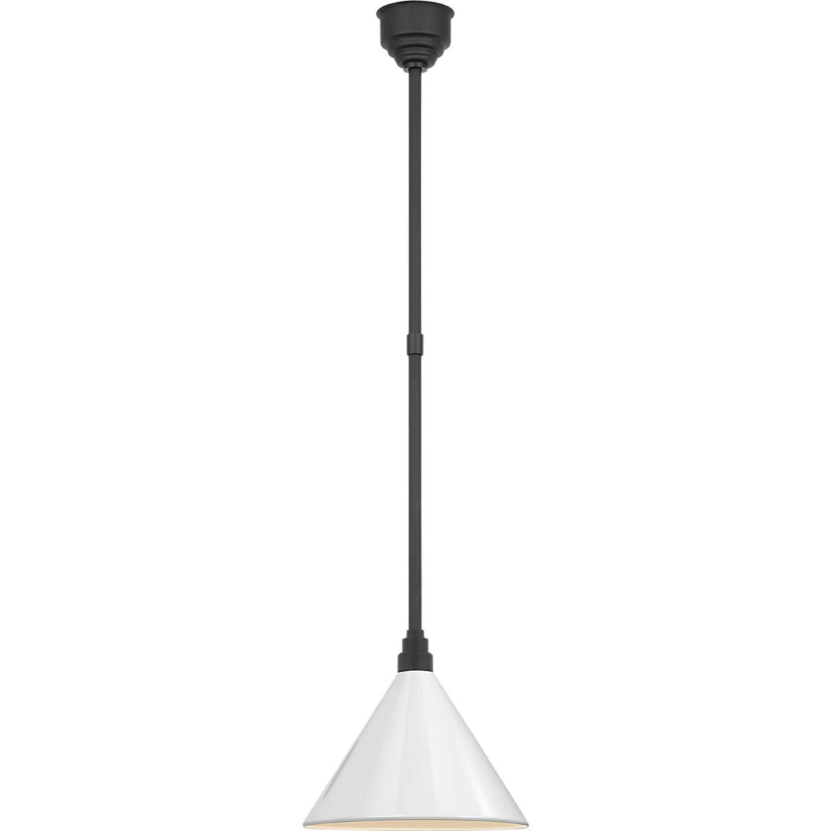 Thomas O'Brien Academy Pendant in Matte Black with 12.5" White Conical Savannah Shade W12.5"