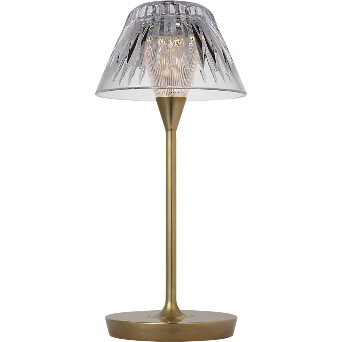 Waterford Blaze 12" Rechargeable Table Lamp in Natural Brass with Clear Crystal W5.75" x H11.75"