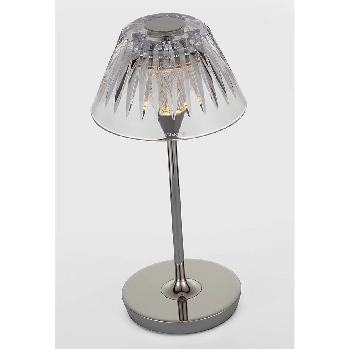 Waterford Blaze 12" Rechargeable Table Lamp in Polished Nickel with Clear Crystal W5.75" x H11.75"