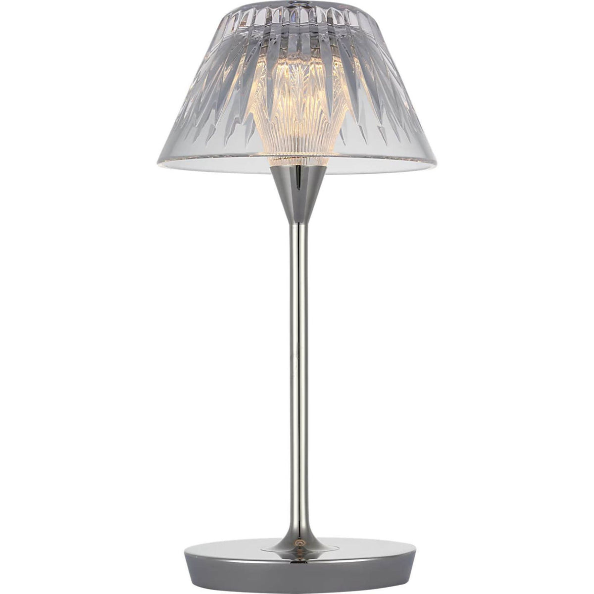 Waterford Blaze 12" Rechargeable Table Lamp in Polished Nickel with Clear Crystal W5.75" x H11.75"