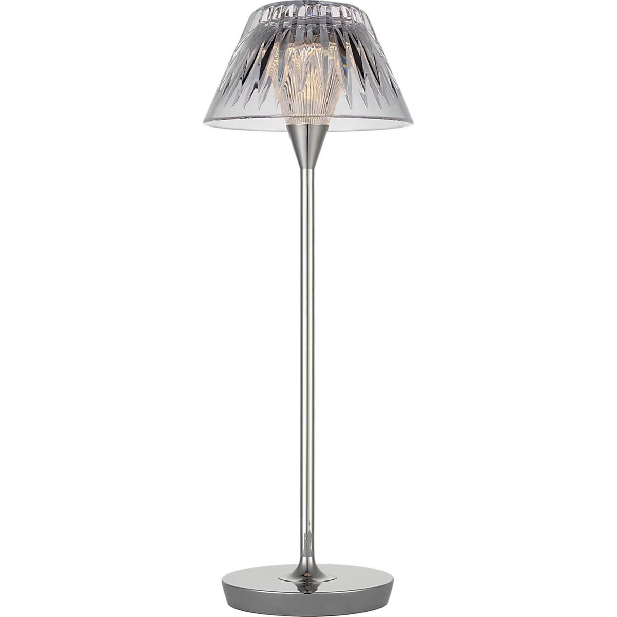Waterford Blaze 16" Rechargeable Table Lamp in Polished Nickel with Clear Crystal W5.75" x H16.25"
