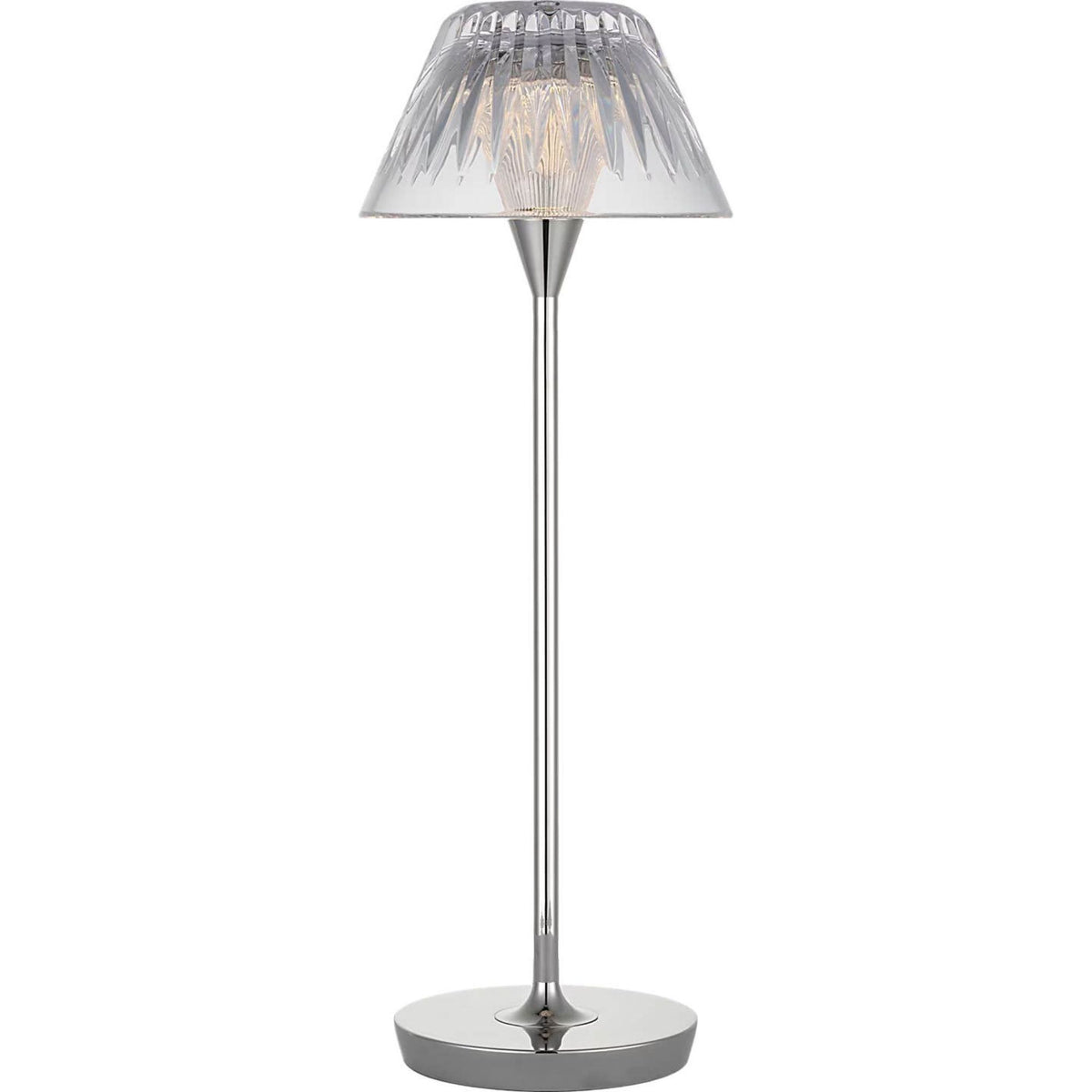 Waterford Blaze 16" Rechargeable Table Lamp in Polished Nickel with Clear Crystal W5.75" x H16.25"