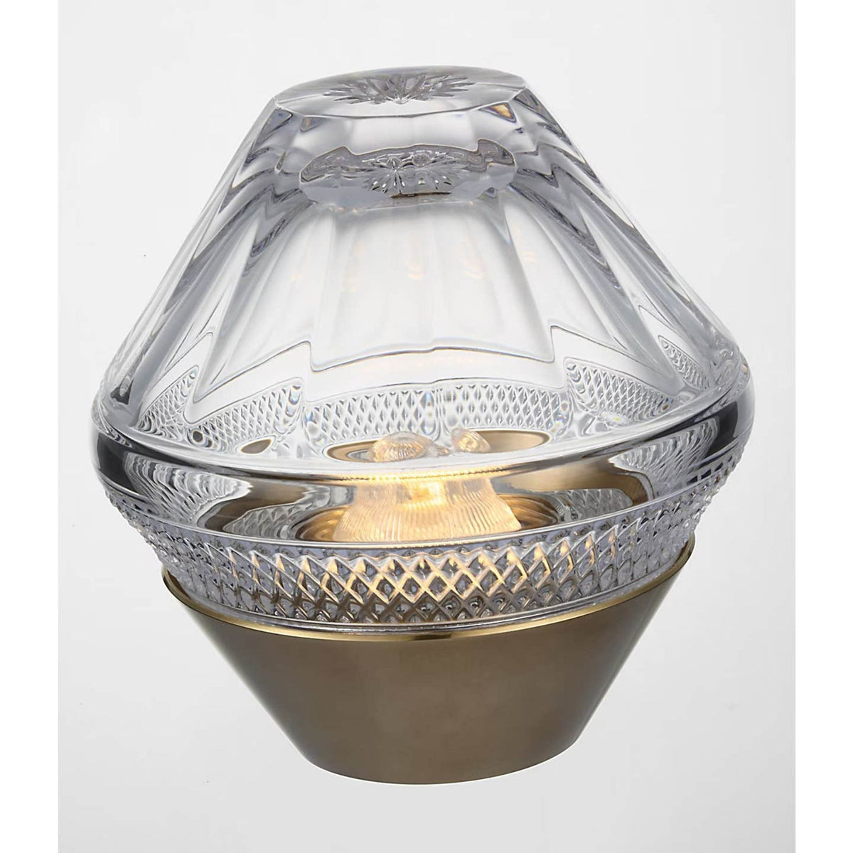 Waterford Copper Coast 5" Rechargeable Accent Lamp in Natural Brass with Clear Crystal W5" x H5"