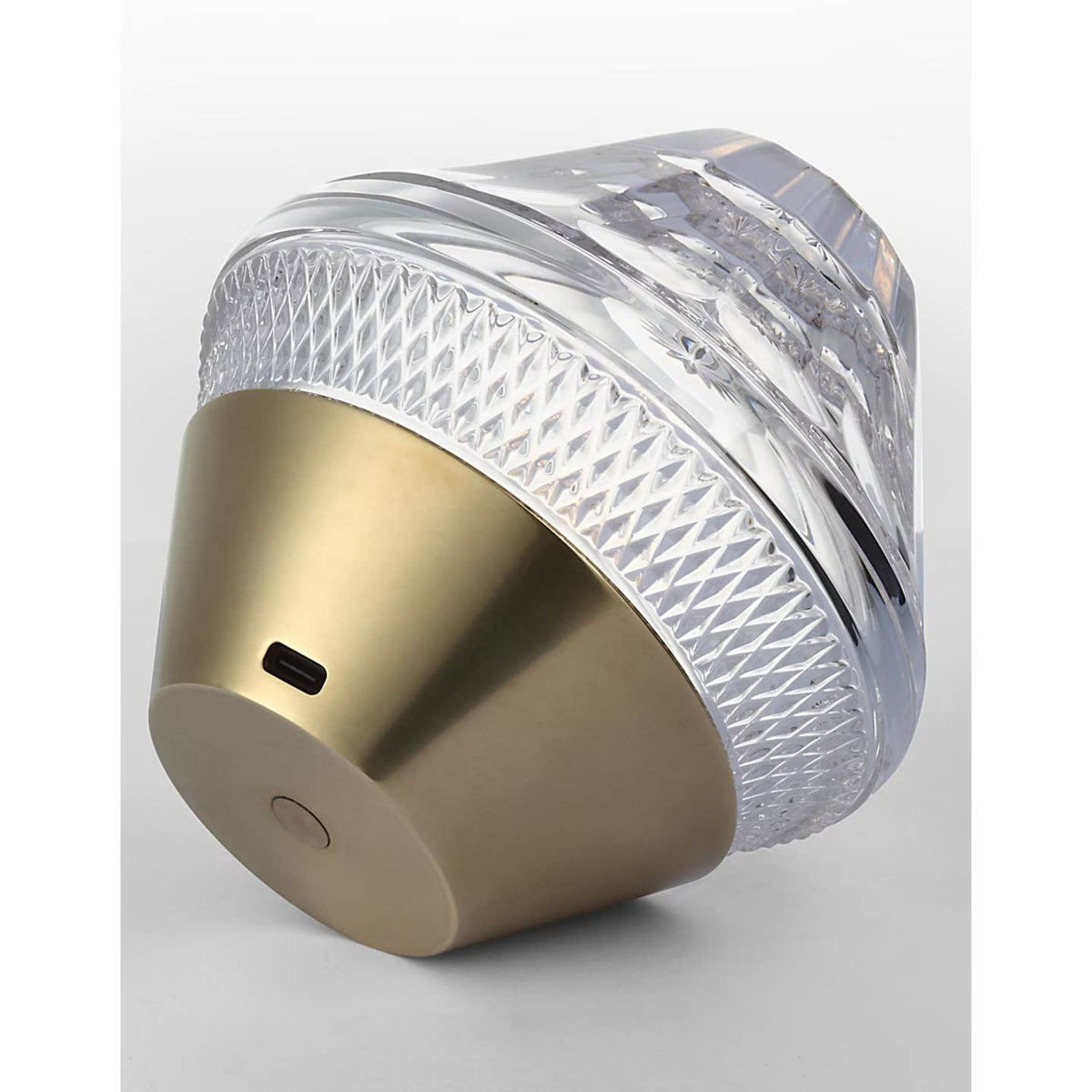 Waterford Copper Coast 5" Rechargeable Accent Lamp in Natural Brass with Clear Crystal W5" x H5"