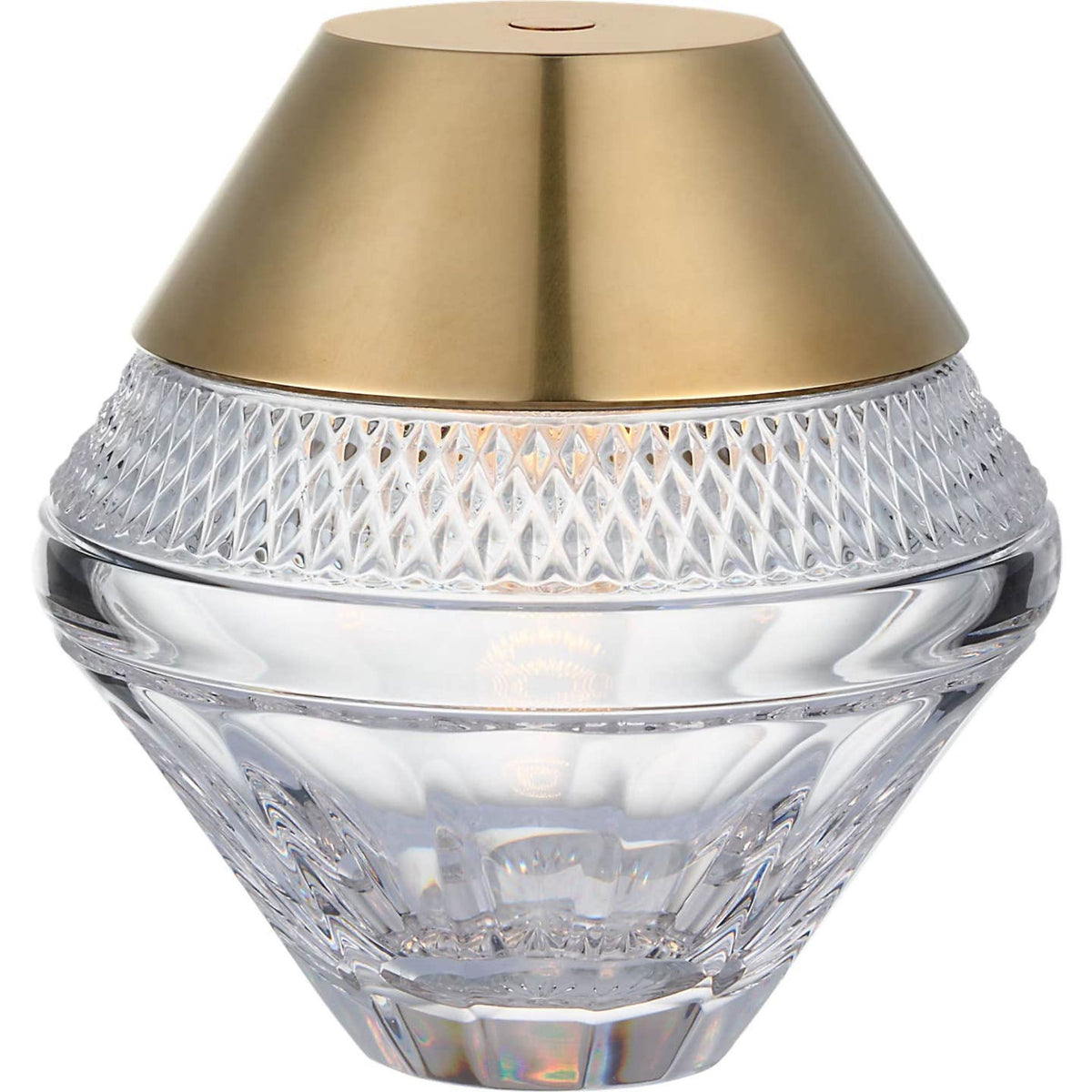 Waterford Copper Coast 5" Rechargeable Accent Lamp in Natural Brass with Clear Crystal W5" x H5"