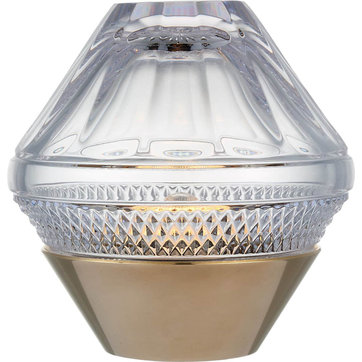 Waterford Copper Coast 5" Rechargeable Accent Lamp in Natural Brass with Clear Crystal W5" x H5"
