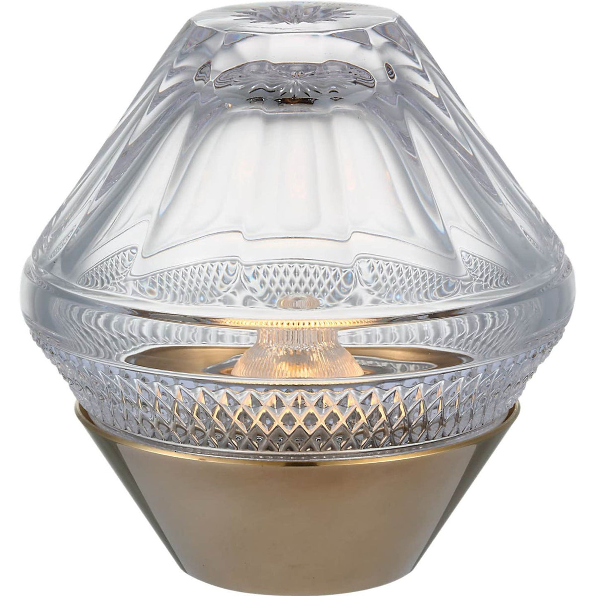Waterford Copper Coast 5" Rechargeable Accent Lamp in Natural Brass with Clear Crystal W5" x H5"