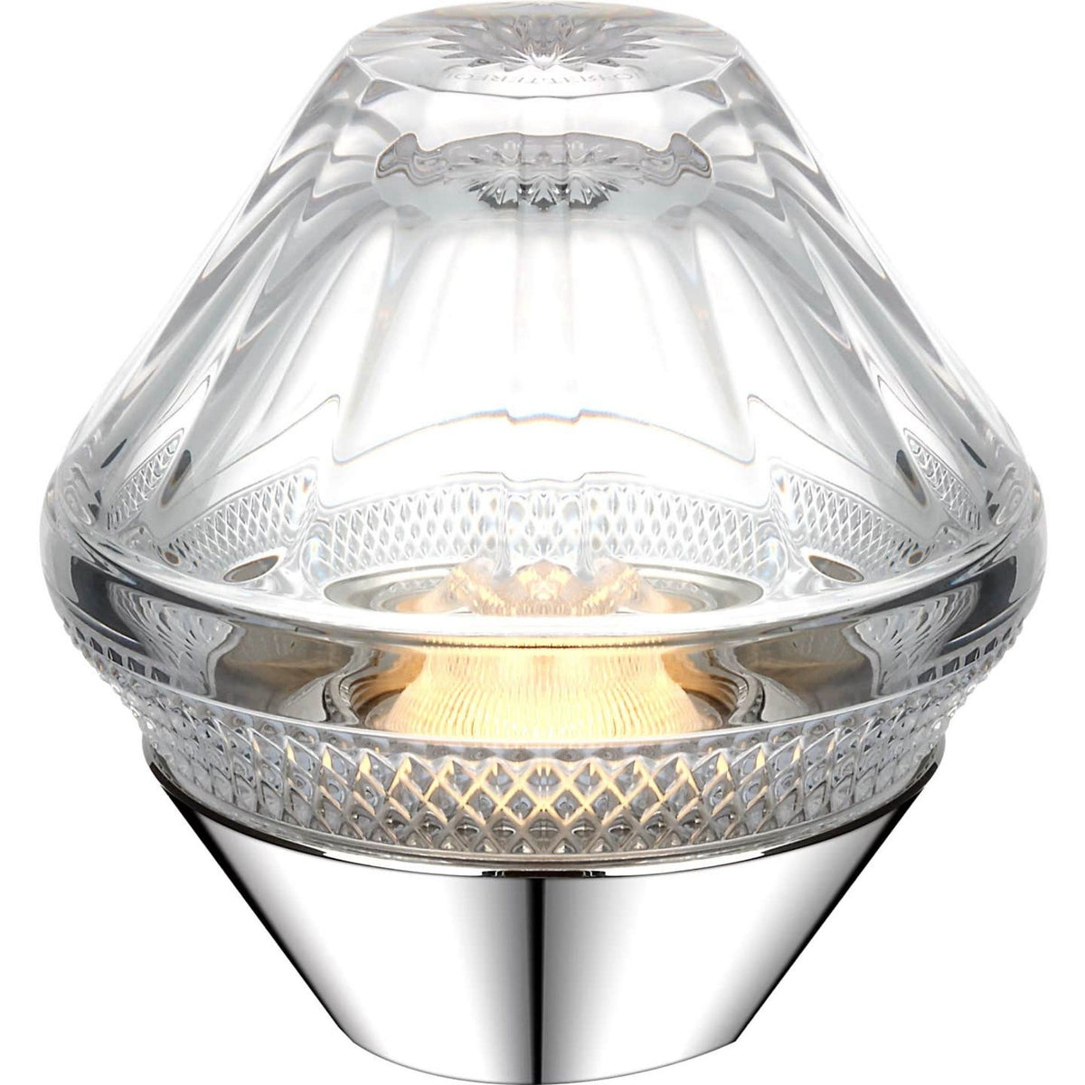 Waterford Copper Coast 5" Rechargeable Accent Lamp in Polished Nickel with Clear Crystal W5" x H5"