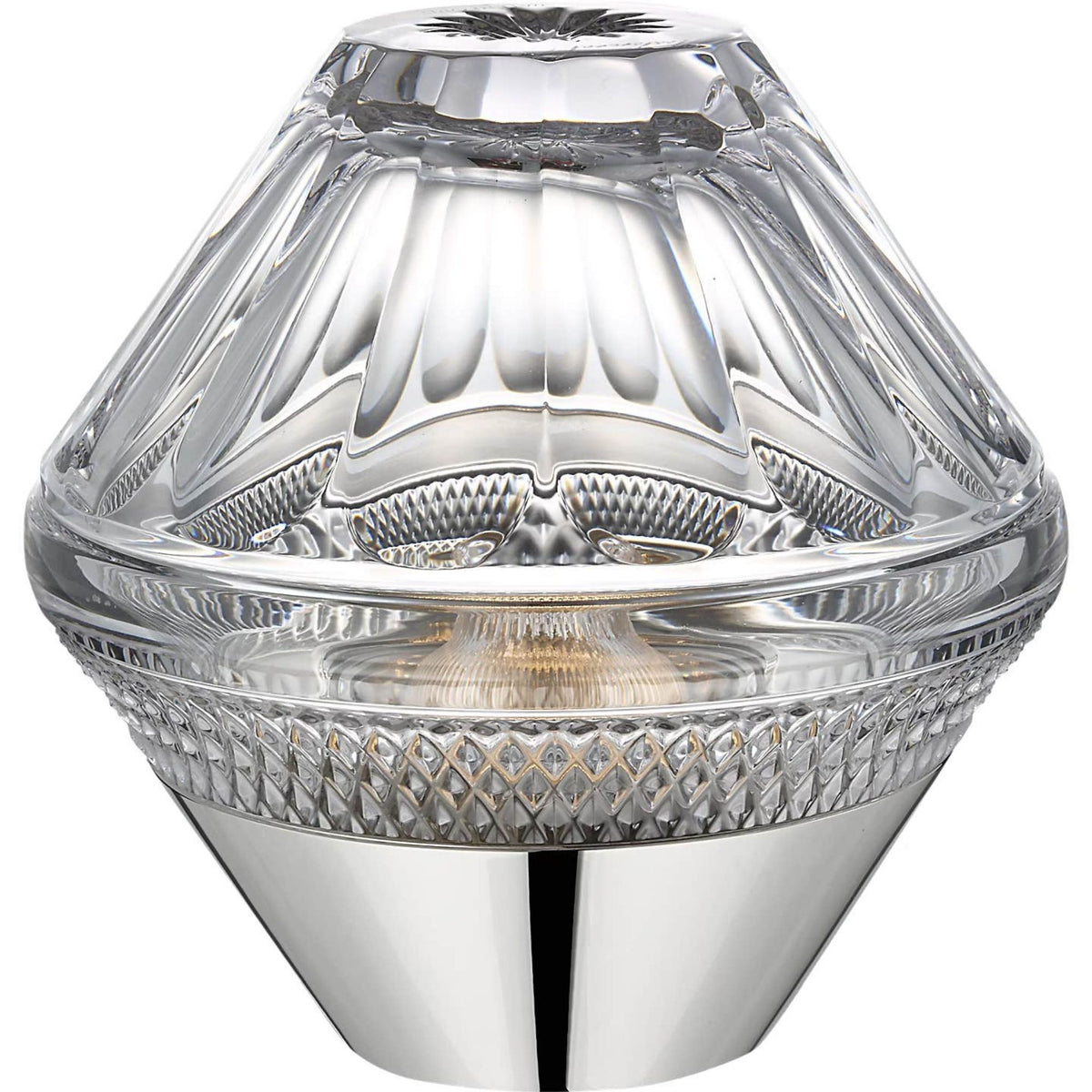 Waterford Copper Coast 5" Rechargeable Accent Lamp in Polished Nickel with Clear Crystal W5" x H5"