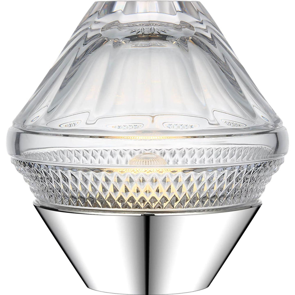 Waterford Copper Coast 5" Rechargeable Accent Lamp in Polished Nickel with Clear Crystal W5" x H5"