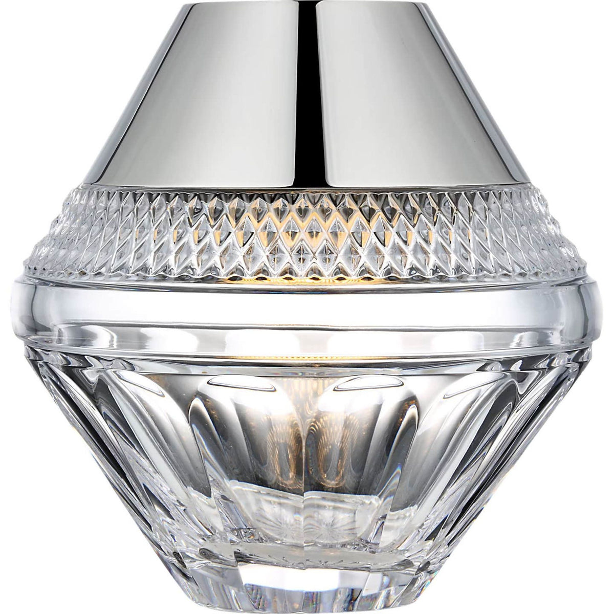 Waterford Copper Coast 5" Rechargeable Accent Lamp in Polished Nickel with Clear Crystal W5" x H5"