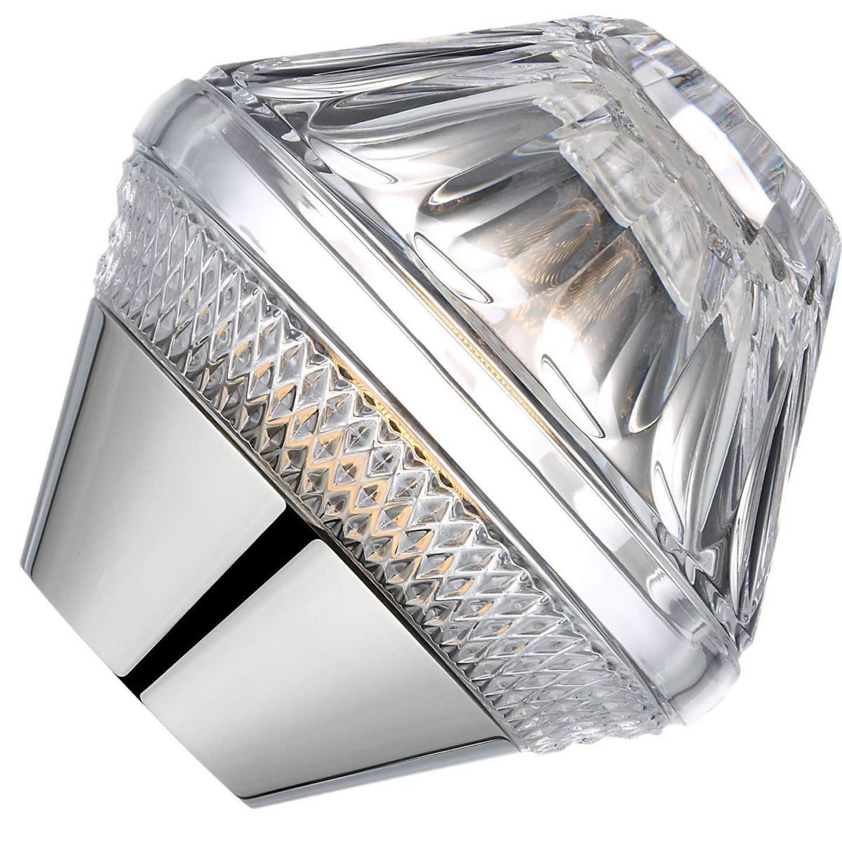 Waterford Copper Coast 5" Rechargeable Accent Lamp in Polished Nickel with Clear Crystal W5" x H5"