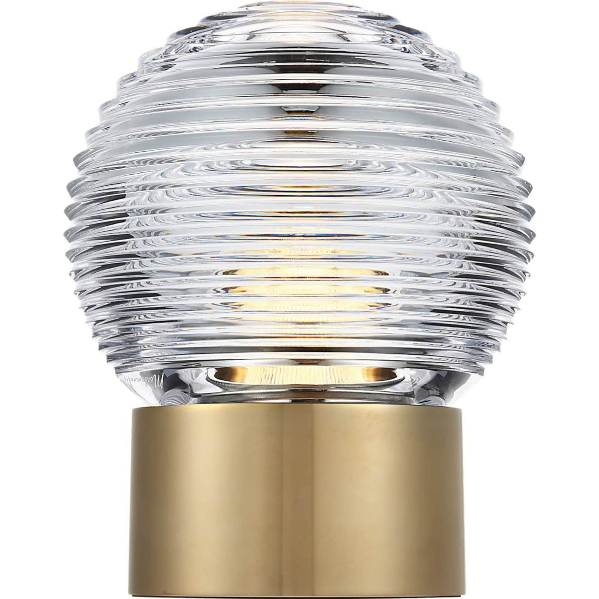 Waterford Circon 7" Rechargeable Accent Lamp in Natural Brass with Clear Crystal W5" x H6.5"