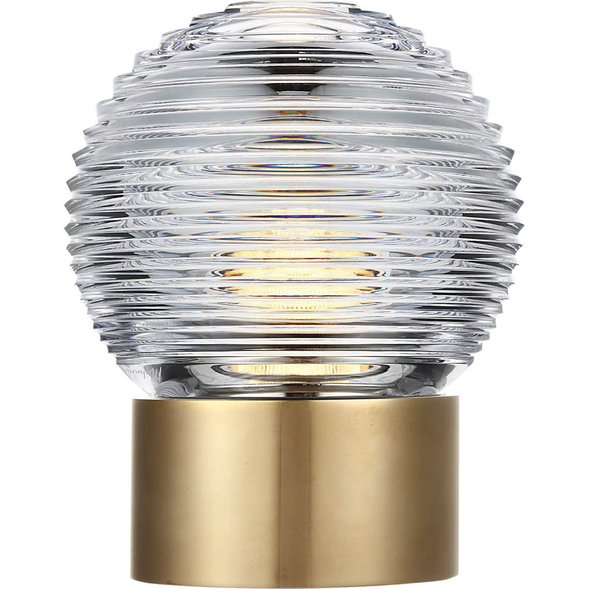 Waterford Circon 7" Rechargeable Accent Lamp in Natural Brass with Clear Crystal W5" x H6.5"