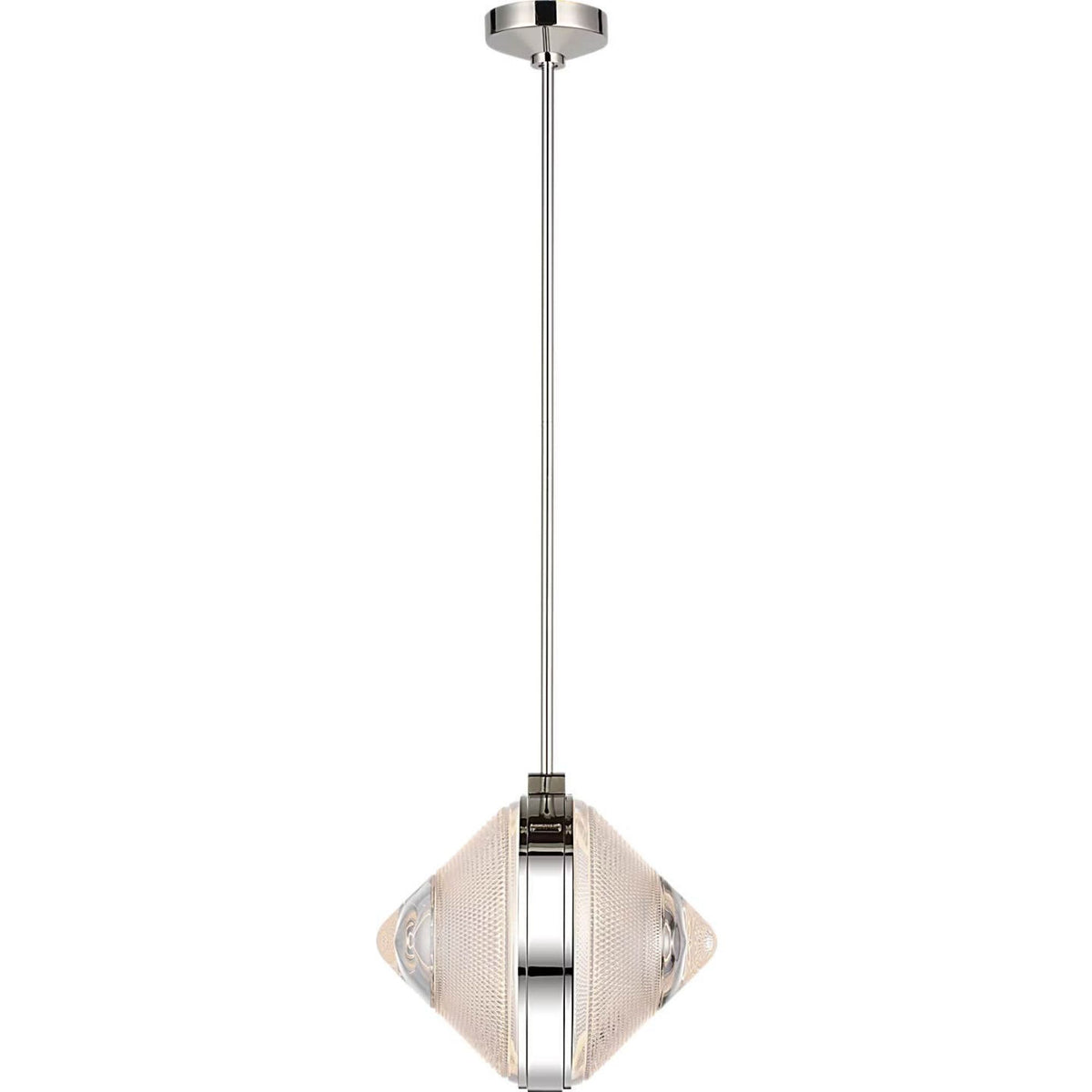 Waterford Copper Coast 15" Pendant in Polished Nickel with Karo Cut Clear Crystal W15"