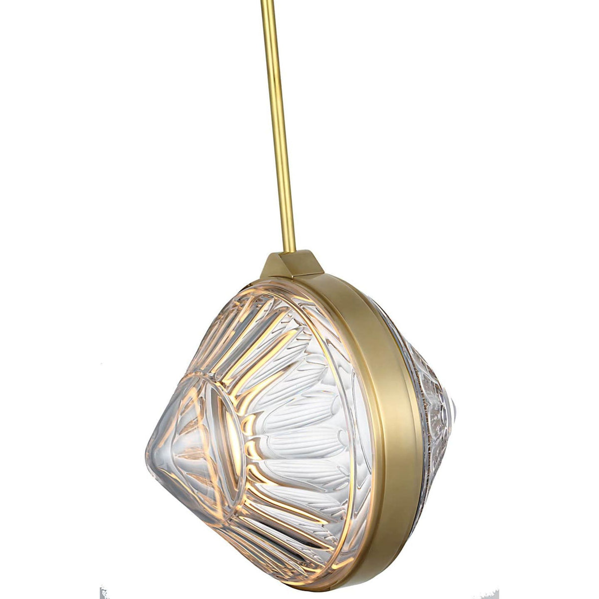 Waterford Copper Coast 15" Pendant in Natural Brass with Olive Cut Clear Crystal W15"