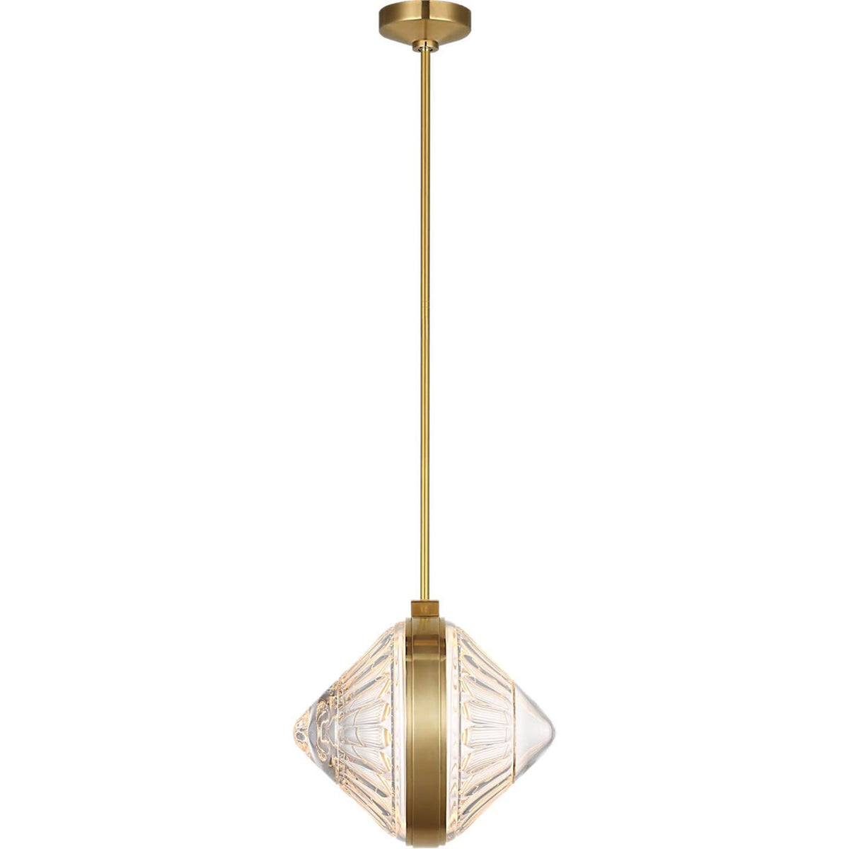 Waterford Copper Coast 15" Pendant in Natural Brass with Olive Cut Clear Crystal W15"