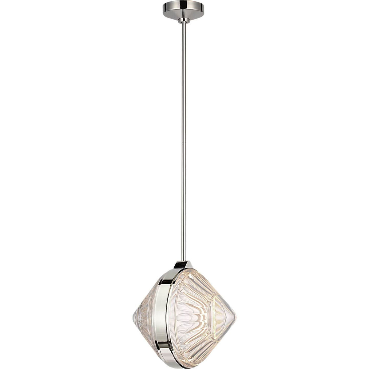 Waterford Copper Coast 15" Pendant in Polished Nickel with Olive Cut Clear Crystal W15"