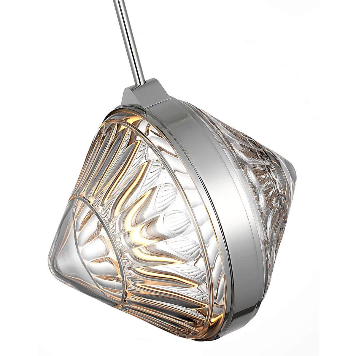 Waterford Copper Coast 15" Pendant in Polished Nickel with Olive Cut Clear Crystal W15"