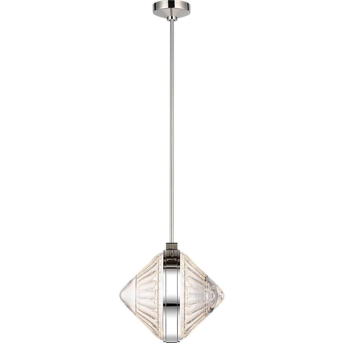 Waterford Copper Coast 15" Pendant in Polished Nickel with Olive Cut Clear Crystal W15"