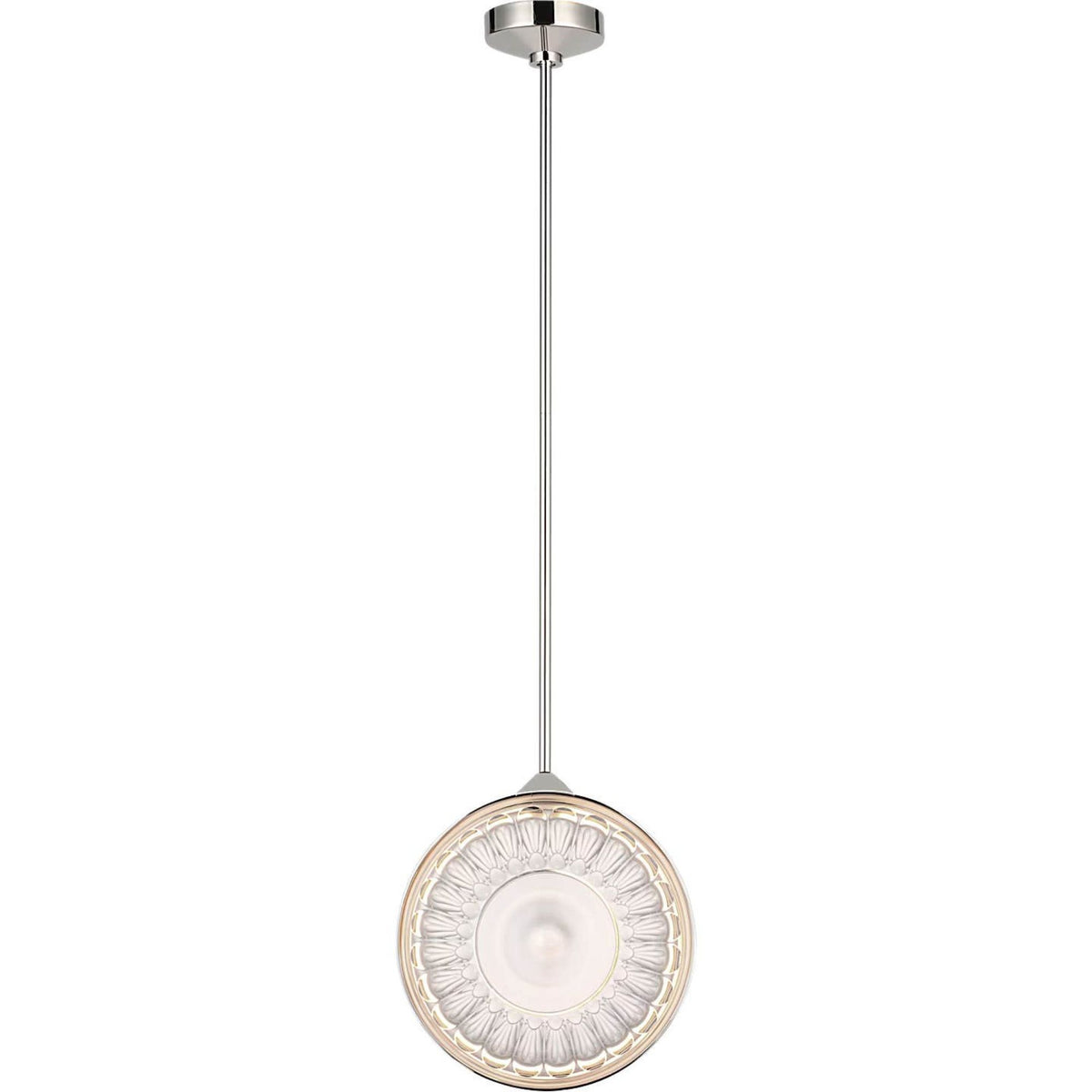 Waterford Copper Coast 15" Pendant in Polished Nickel with Olive Cut Clear Crystal W15"