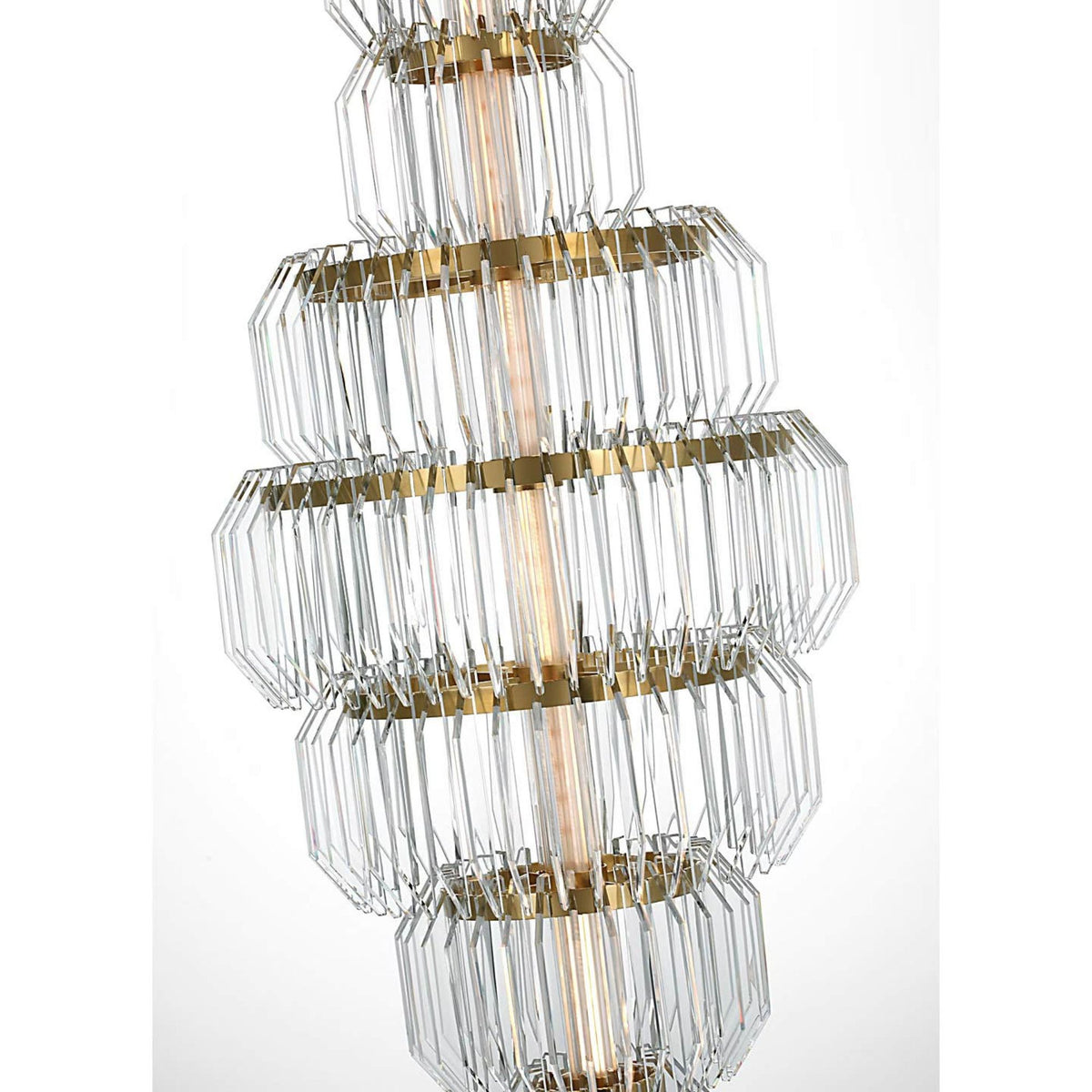 Waterford Killarney 19" Layered Entry Chandelier in Natural Brass with Clear Crystal W19"