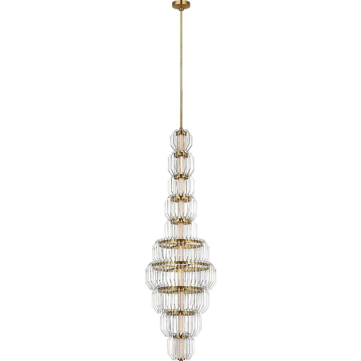Waterford Killarney 19" Layered Entry Chandelier in Natural Brass with Clear Crystal W19"