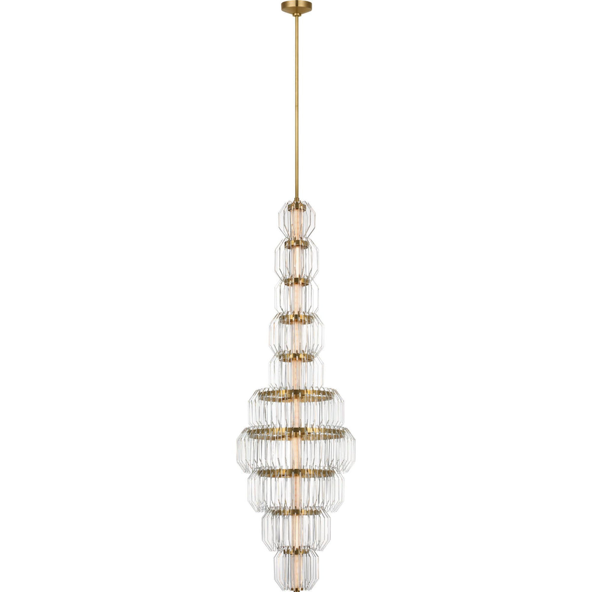 Waterford Killarney 19" Layered Entry Chandelier in Natural Brass with Clear Crystal W19"