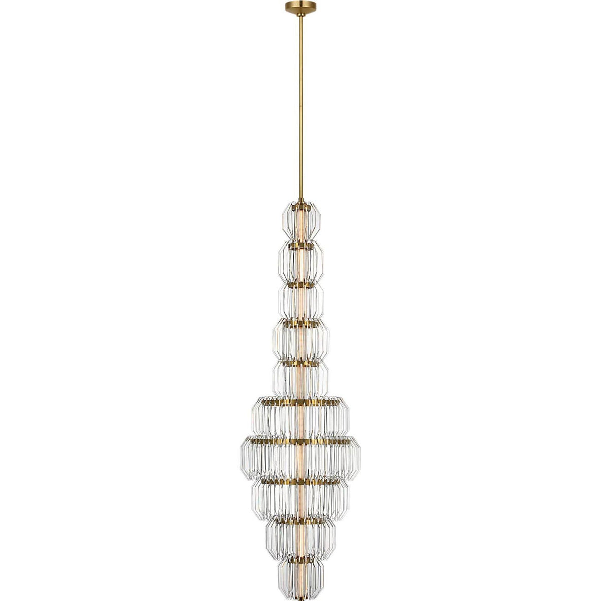 Waterford Killarney 19" Layered Entry Chandelier in Natural Brass with Clear Crystal W19"