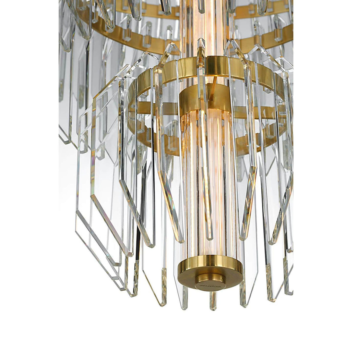 Waterford Killarney 32" Layered Chandelier in Natural Brass with Clear Crystal W32"