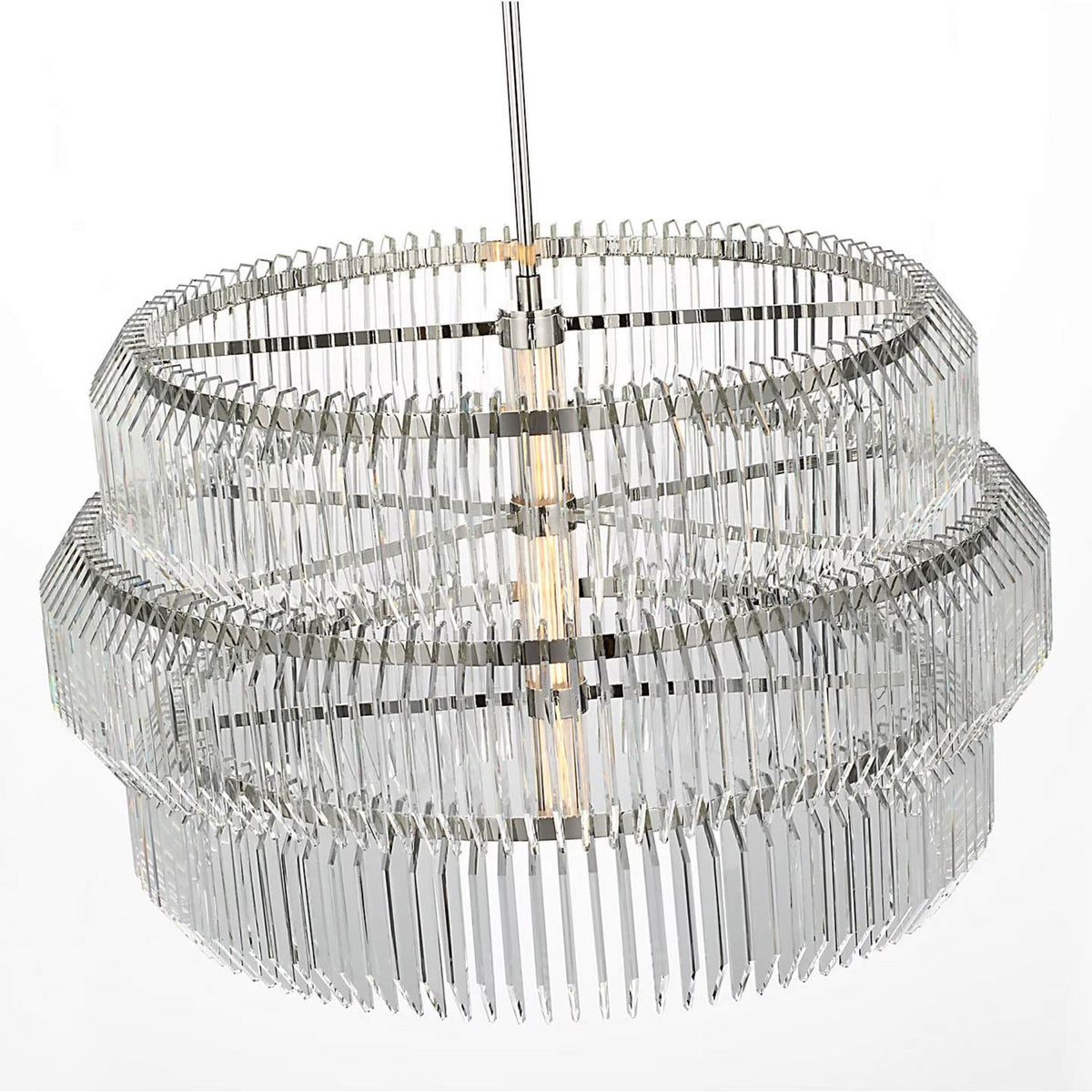 Waterford Killarney 32" Layered Drum Chandelier in Polished Nickel with Clear Crystal W32"